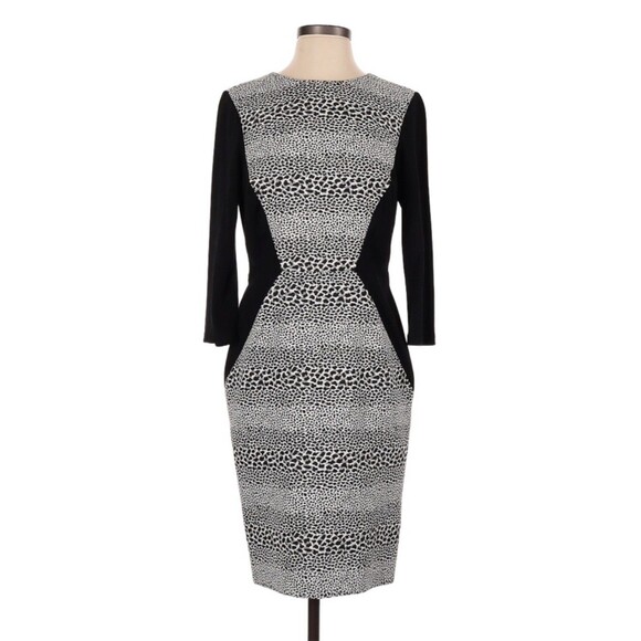 Muse dress Formal colorblock animal print 8 medium M zip black bodycon Career - Picture 1 of 16